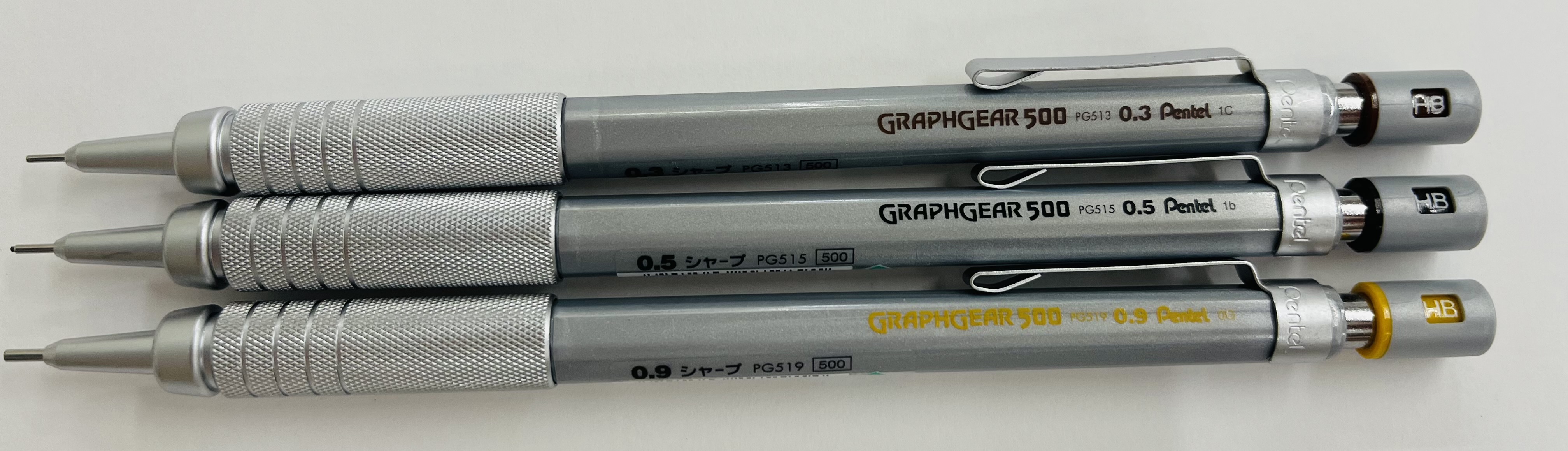 製図1年秋／製図用シャープペン（３本セット）ペンテル　グラフギア500-0.3・0.5・0.9